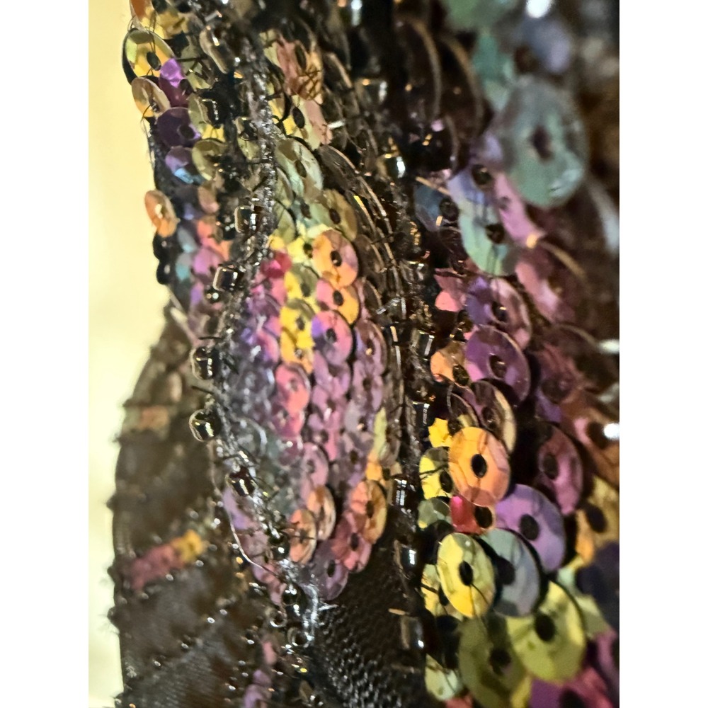 Babeyond Black boho Sequin Beaded Flapper Dress 1920s Gatsby Fringe S whimsigoth - Picture 4 of 4